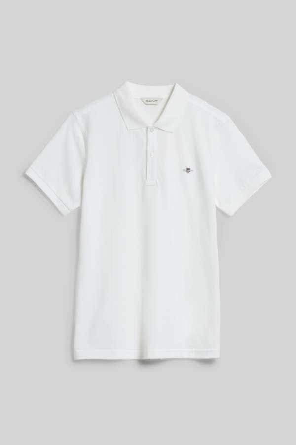 PÓLÓ GANT SHIELD SS PIQUE WHITE