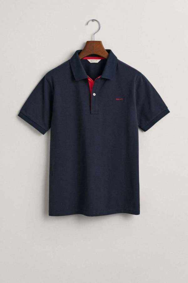 PÓLÓ GANT CONTRAST PIQUE RUGGER EVENING BLUE