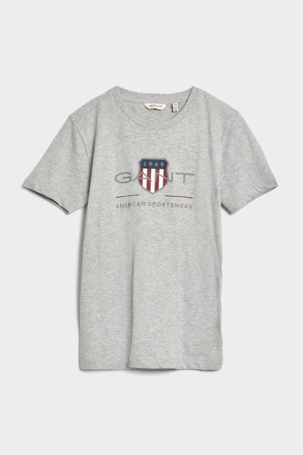 PÓLÓ GANT ARCHIVE SHIELD SS T-SHIRT LIGHT GREY MELANGE