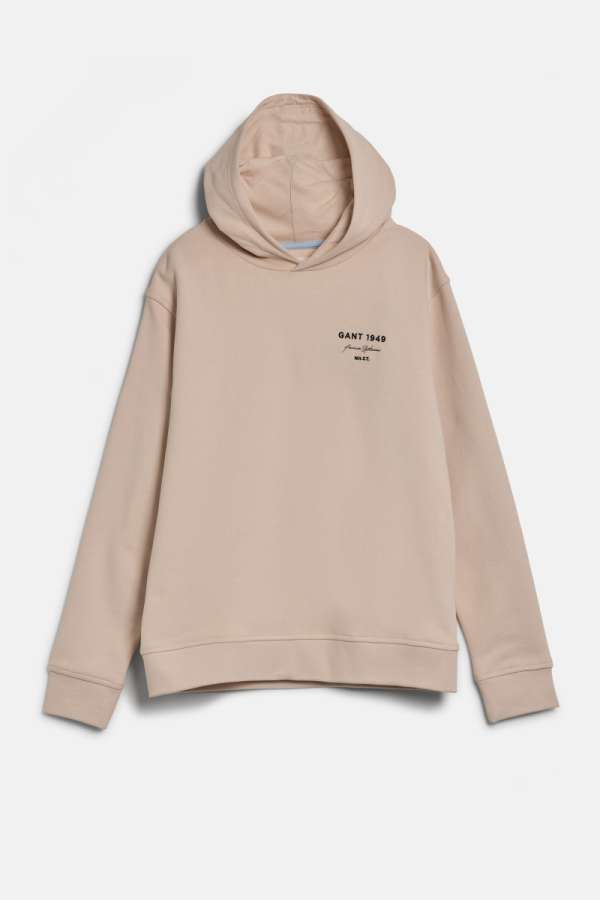 MELEGÍTŐ FELSŐ GANT GRAPHIC SCRIPT RELAXED HOODIE SOFT OAT