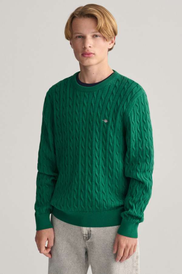 PULÓVER GANT SHIELD COTTON CABLE C-NECK WILD GREEN