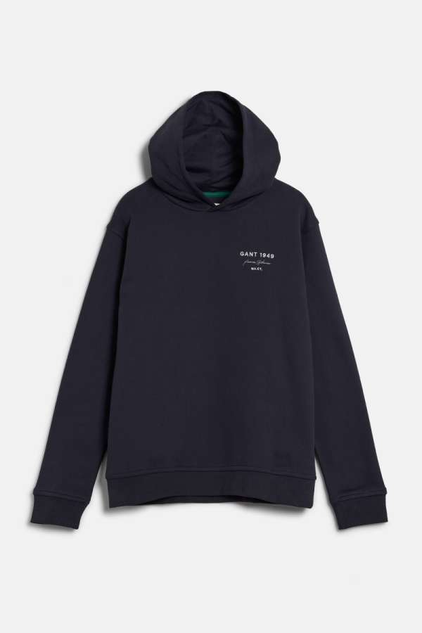 MELEGÍTŐ FELSŐ GANT GRAPHIC SCRIPT RELAXED HOODIE EVENING BLUE