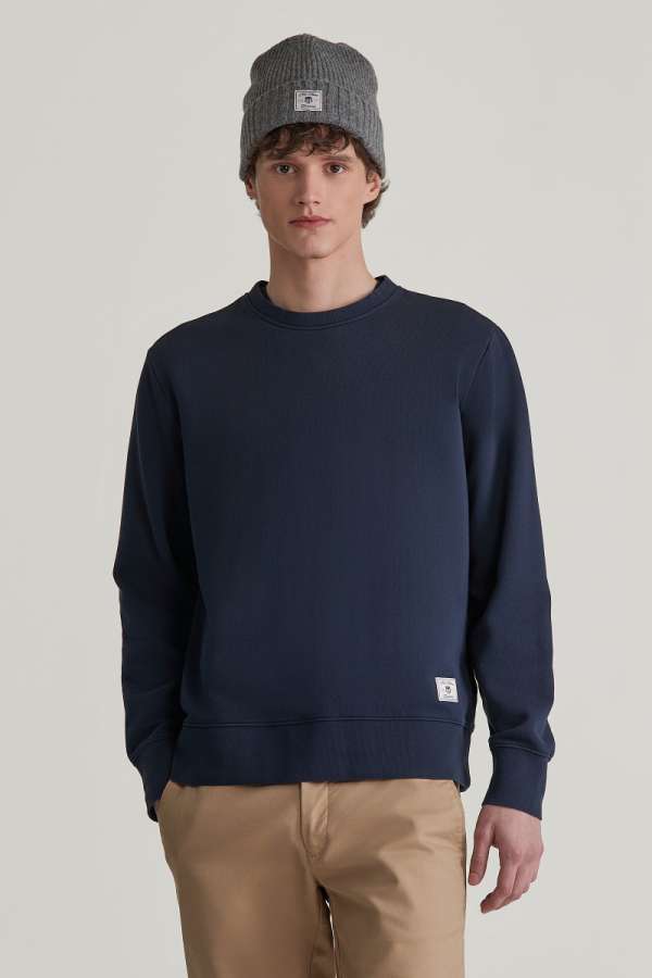 ELEGÍTŐ FELSŐ GANT WASHED C-NECK SWEAT EVENING BLUE