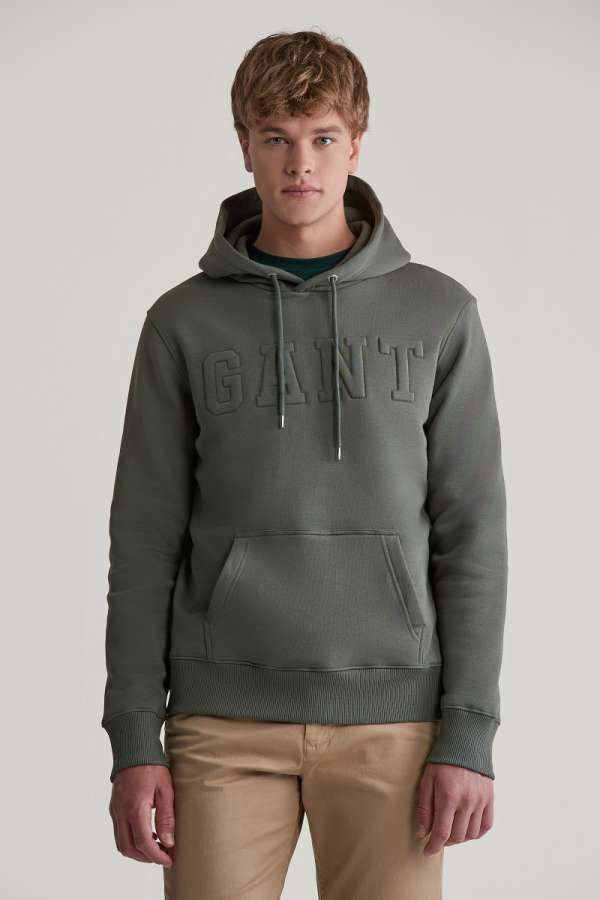 ELEGÍTŐ FELSŐ GANT EBOSSED SWEAT HOODIE DARK EARTHY GREEN