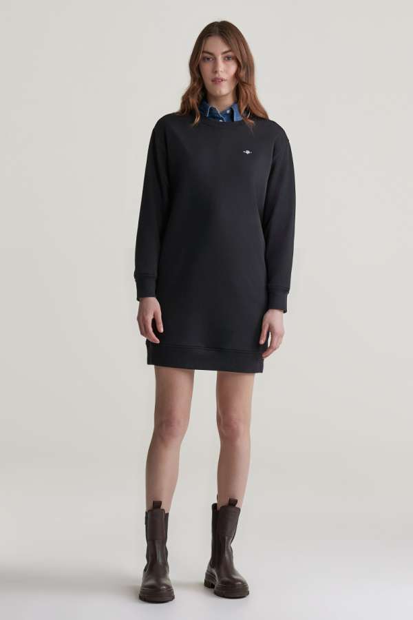MELEGÍTŐRUHA GANT REL SHIELD C-NECK SWEAT DRESS BLACK