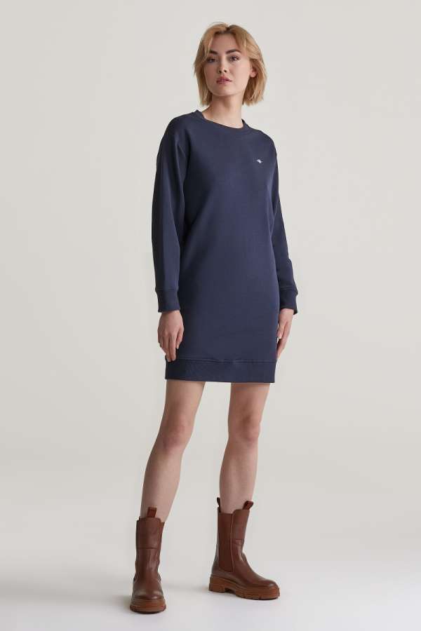 MELEGÍTŐRUHA GANT REL SHIELD C-NECK SWEAT DRESS EVENING BLUE