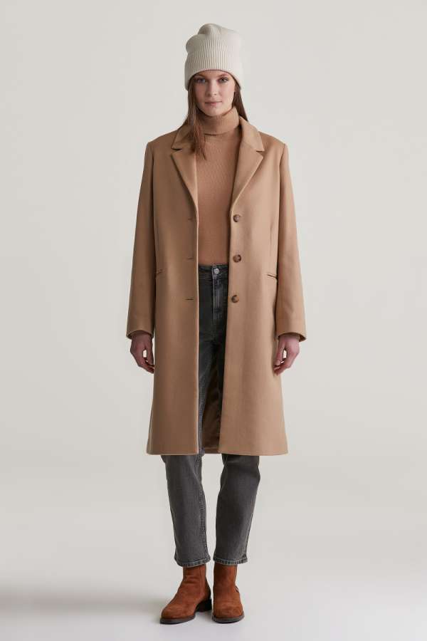 KABÁT GANT CASSIC TAIORED WOO COAT WARM KHAKI