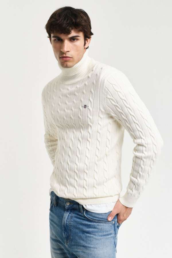 GARBÓ GANT COTTON CABLE TURTLE NECK CREA