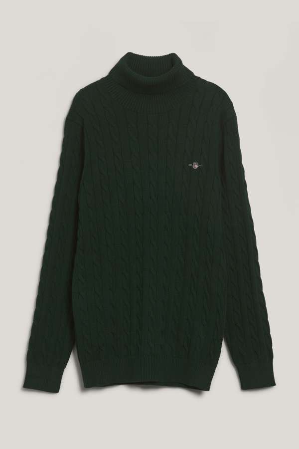 GARBÓ GANT COTTON CABLE TURTLE NECK TARTAN GREEN