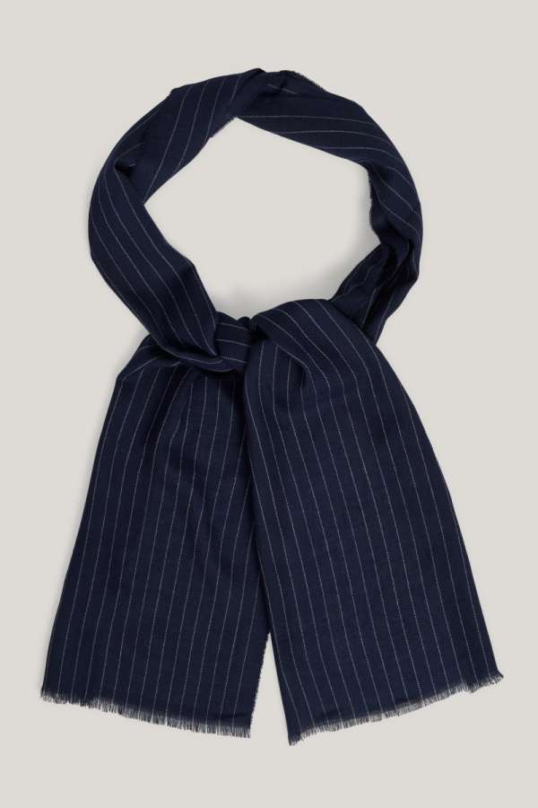 SÁL GANT PINSTRIPE LIGHTWEIGHT WOOL FOULARD NAVY