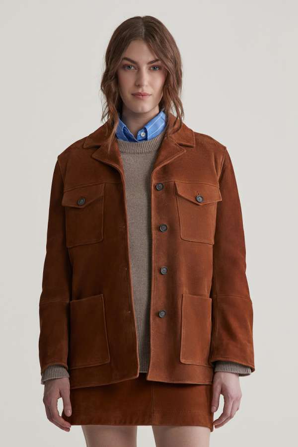 ZAKÓ GANT SUEDE BLAZER CACAO