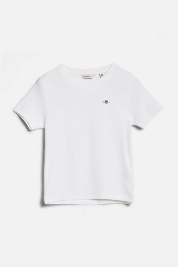 PÓLÓ GANT SHIELD SLIM RIBBED T-SHIRT WHITE