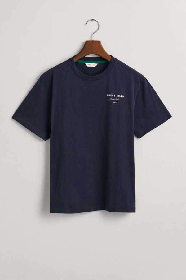 PÓLÓ GANT GRAPHIC SCRIPT RELAXED T-SHIRT EVENING BLUE