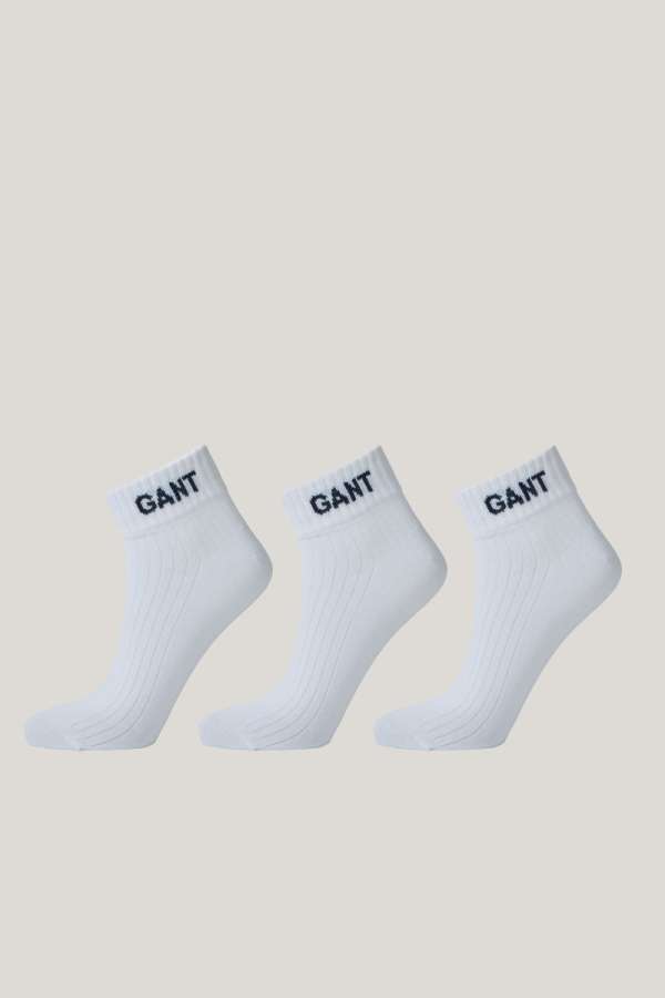 ZOKNI GANT LOGO ANKLE SOCKS 3-PACK WHITE