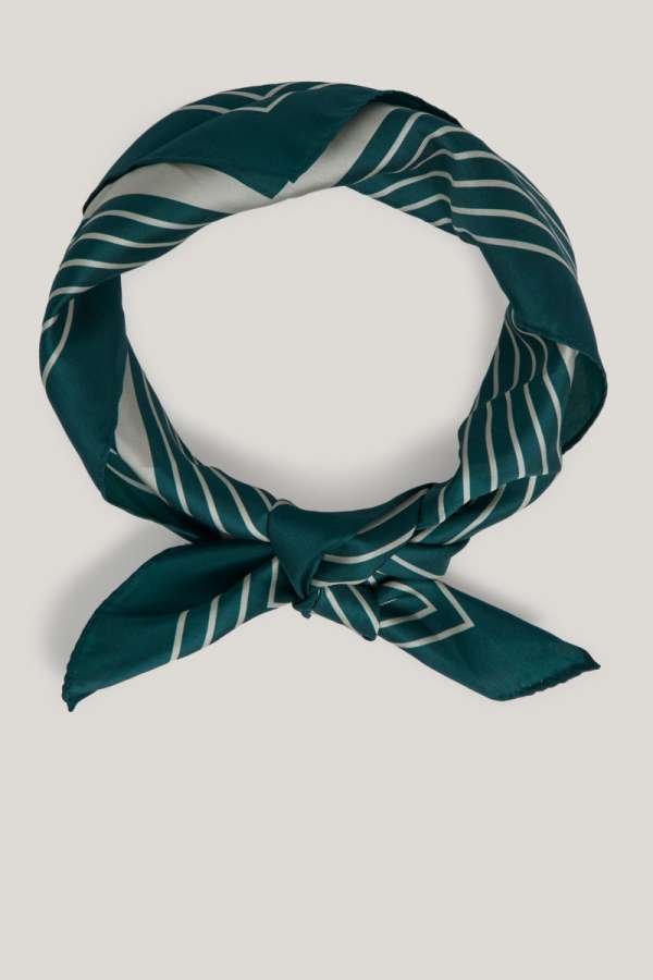 SÁL GANT MONOGRAM BORDER SILK SCARF DEEP FOREST