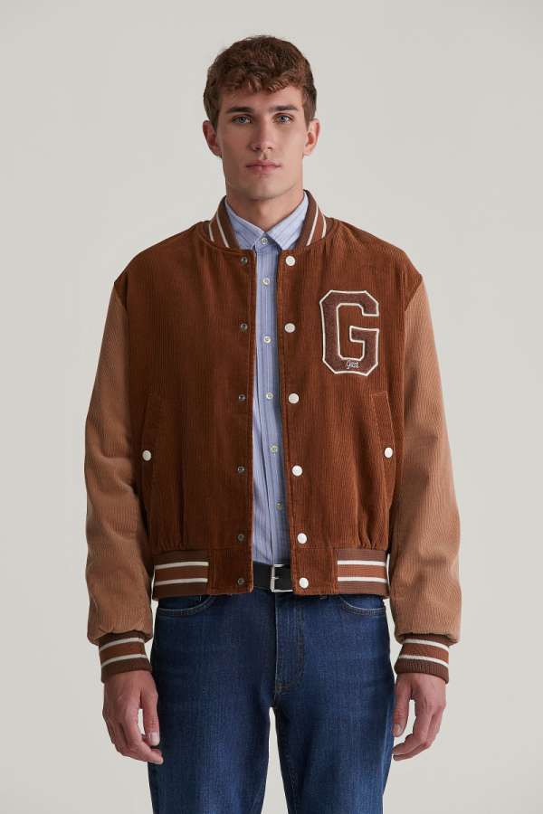 DZSEKI GANT CORD VARSITY JACKET CACAO