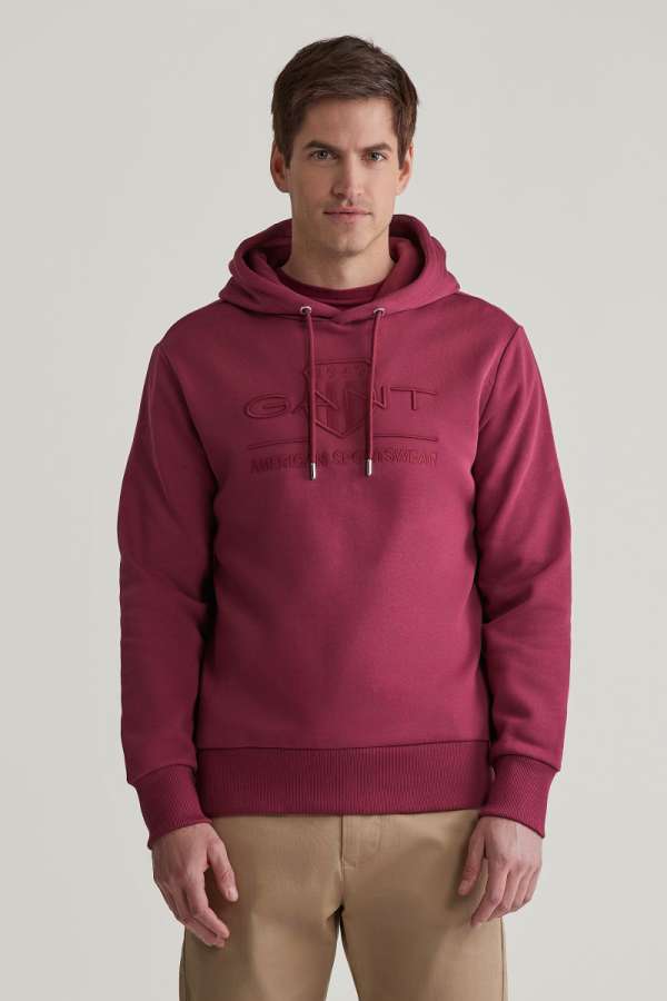 ELEGÍTŐ FELSŐ GANT REG TONAL SHIELD HOODIE RICH WINE
