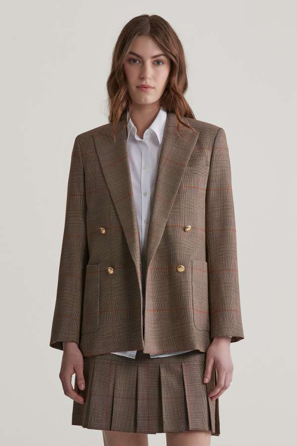 ZAKÓ GANT REG CHECKED CLUB BLAZER CUMIN BEIGE