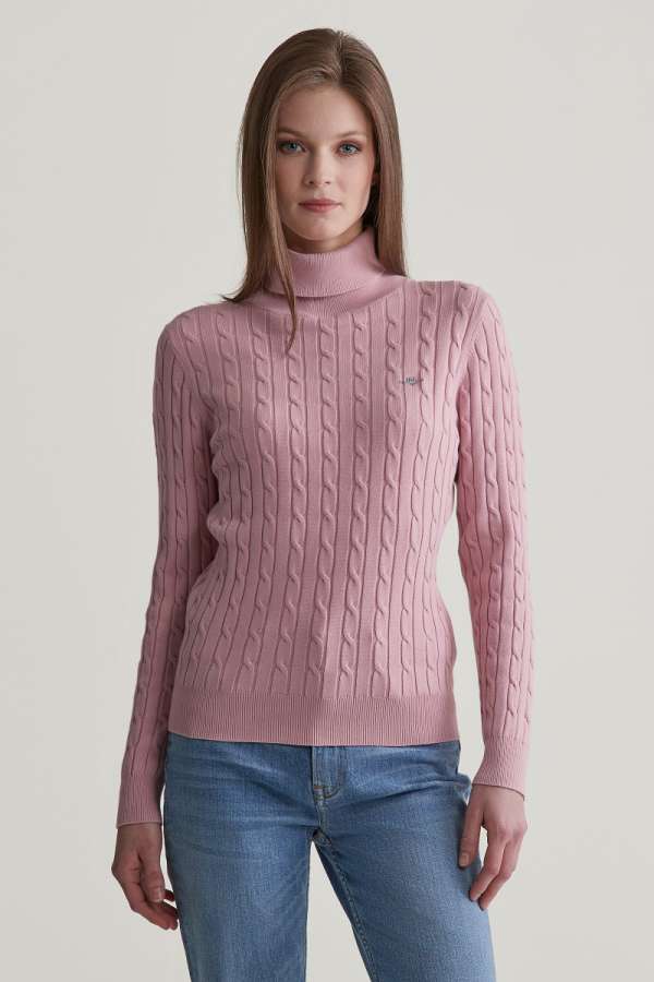 GARBÓ GANT STRETCH COTTON CABLE TURTLENECK DUSTY PINK