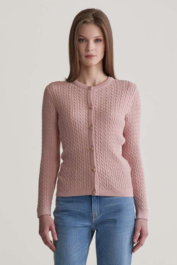 KARDIGÁN GANT MINI CABLE KNIT CARDIGAN DUTY PINK