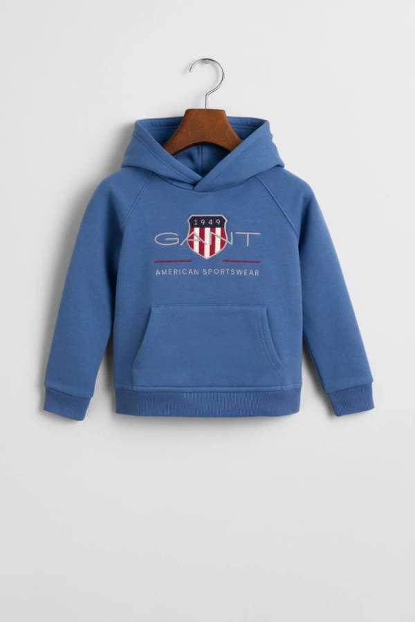 MELEGÍTŐ FELSŐ GANT ARCHIVE SHIELD RAGLAN HOODIE VINTAGE BLUE