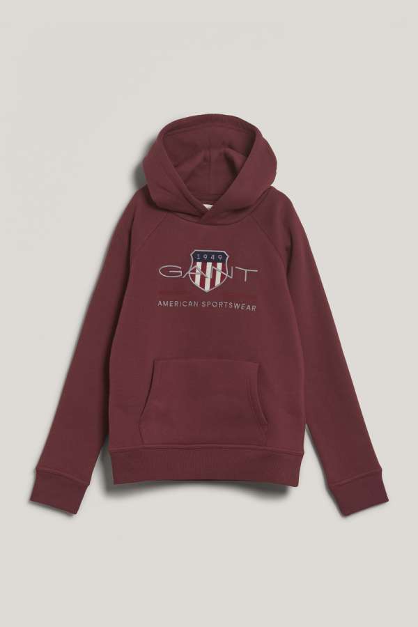 MELEGÍTŐ FELSŐ GANT ARCHIVE SHIELD HOODIE WINE RED