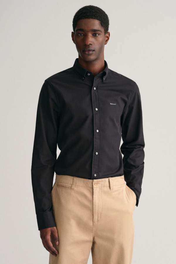 ING GANT LIM PINPOINT OXFORD HIRT BLACK