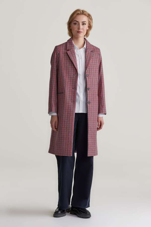 KABÁT GANT PATTERN CLAIC TAILORED WOOL COAT BRIGHT RED