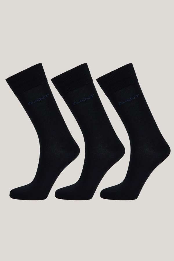 ZOKNI GANT MERCERIZED COTTON SOCKS 3-PACK BLACK