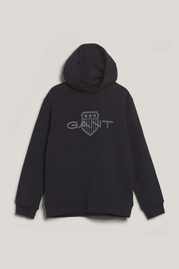 MELEGÍTŐ FELSŐ GANT RELAXED CONTRAST SHIELD HOODIE EVENING BLUE