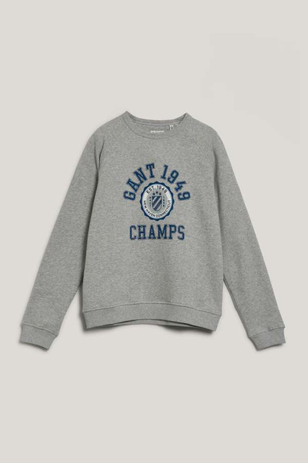 MELEGÍTŐ FELSŐ GANT 1949 RAGLAN C-NECK LIGHT GREY MELANGE