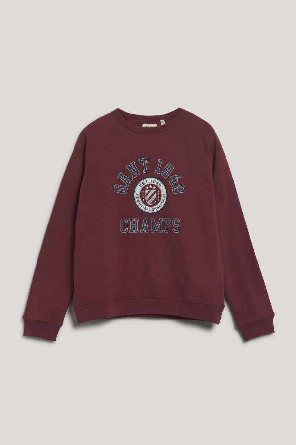 MELEGÍTŐ FELSŐ GANT 1949 RAGLAN C-NECK WINE RED