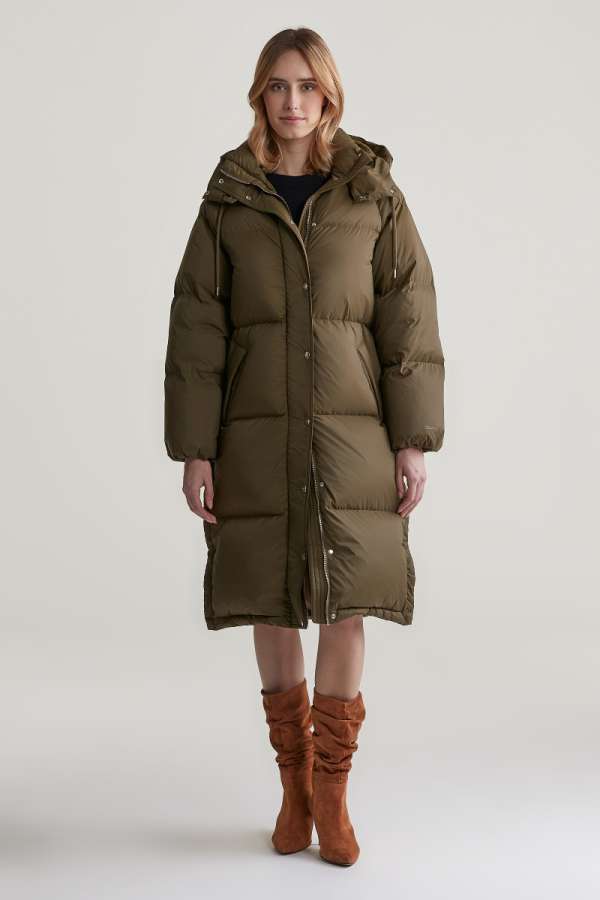 KABÁT GANT FULL LENGTH DOWN COAT DARK CACTUS