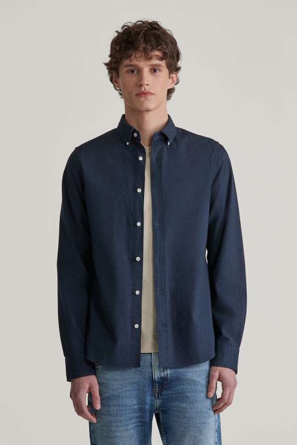 ING GANT LIM FLANNEL MELANGE HIRT MARINE