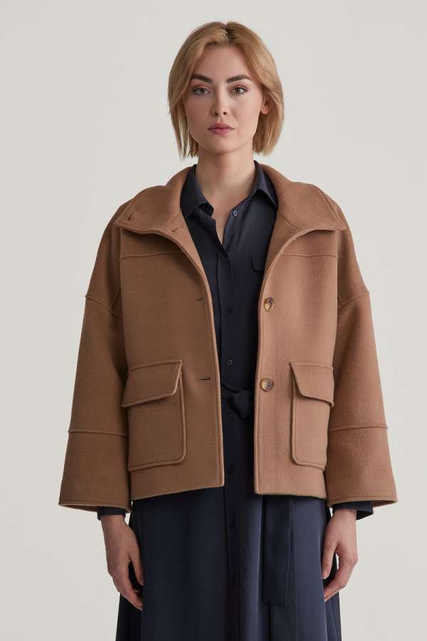 DZEKI GANT CROPPED WOOL JACKET WARM KHAKI