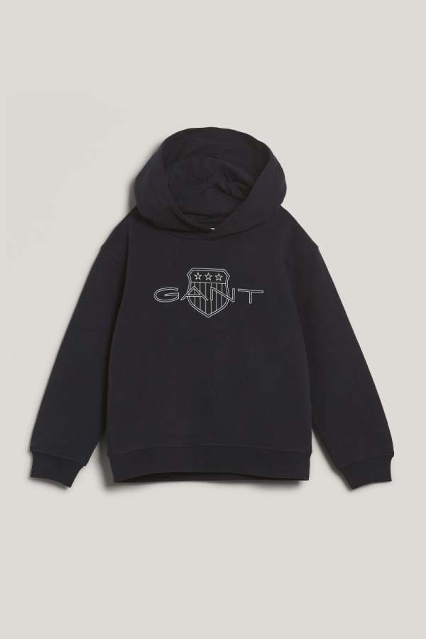 MELEGÍTŐ FELSŐ GANT RELAXED CONTRAST SHIELD HOODIE EVENING BLUE