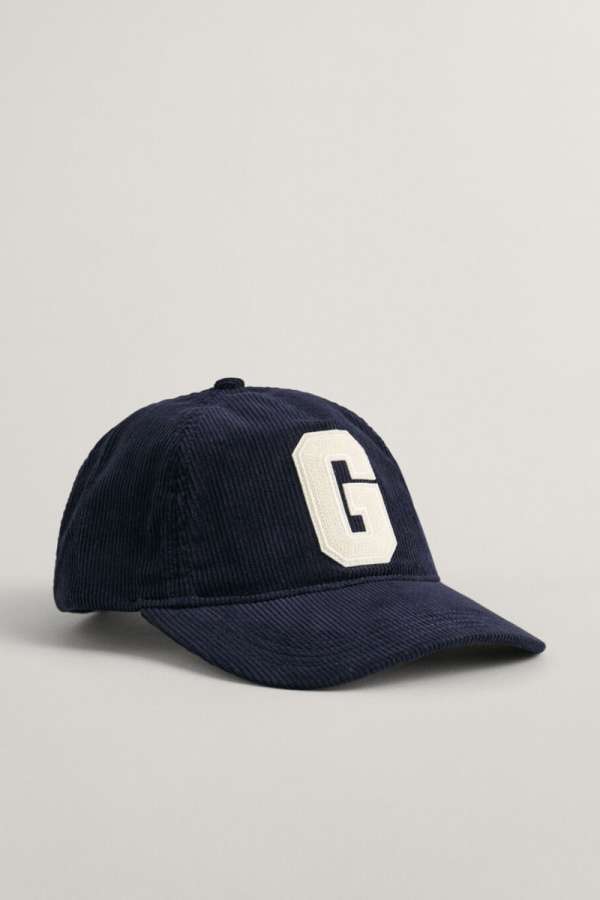 SAPKA GANT G BADGE WASHED CORD CAP EVENING BLUE