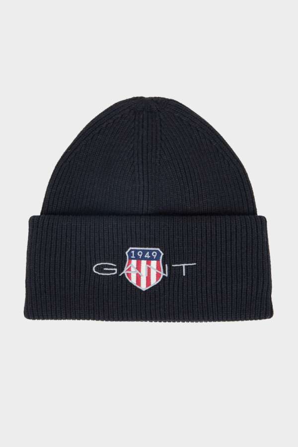SAPKA GANT ARCHIVE SHIELD COTTON BEANIE BLACK