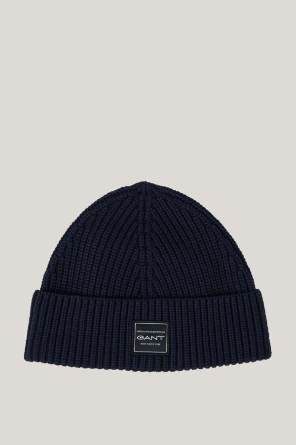 SAPKA GANT COTTON RIBBED BEANIE EVENING BLUE