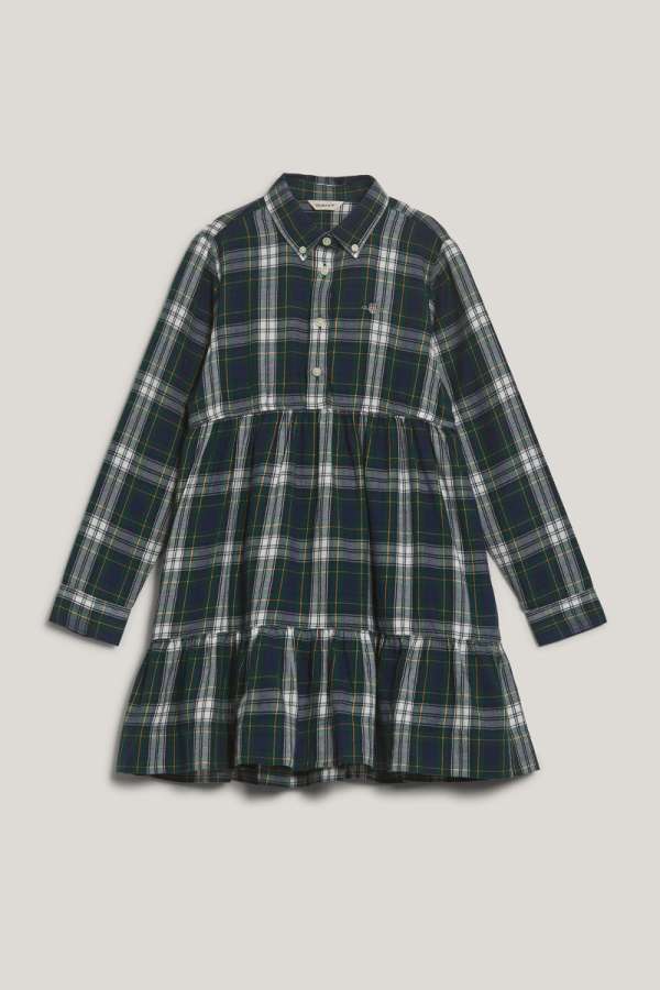 RUHA GANT CHECKED FLANNEL BD SHIRT DRESS NAVY
