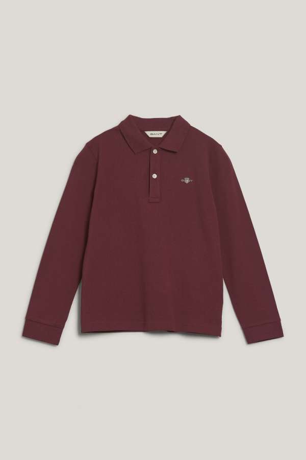PÓLÓ GANT SHIELD LS PIQUE POLO WINE RED