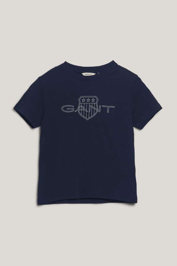 PÓLÓ GANT RELAXED CONTRAST SHIELD T-SHIRT EVENING BLUE