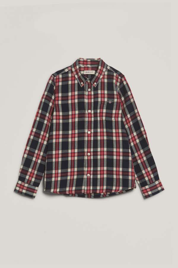 ING GANT CHECKED FLANNEL BD SHIRT EVENING BLUE