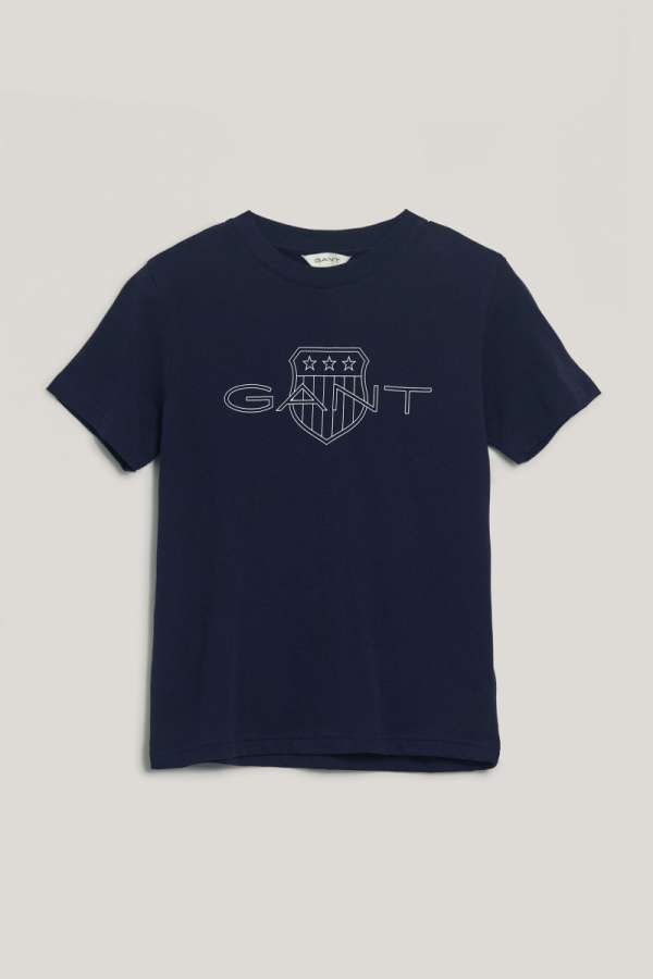 PÓLÓ GANT RELAXED CONTRAST SHIELD T-SHIRT EVENING BLUE