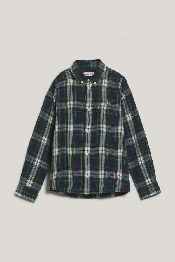 ING GANT CHECKED FLANNEL BD SHIRT NAVY