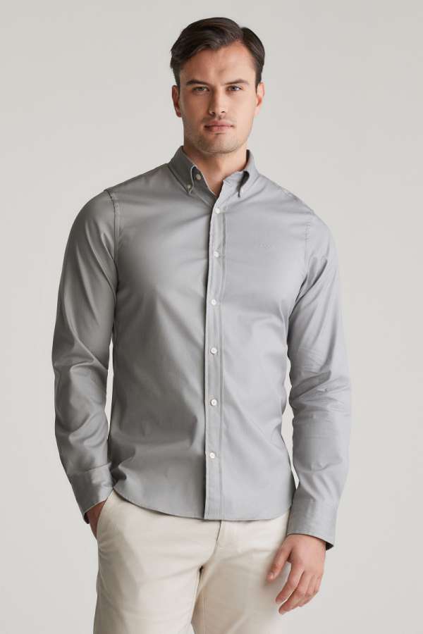 ING GANT LIM PINPOINT OXFORD HIRT TONE GREY