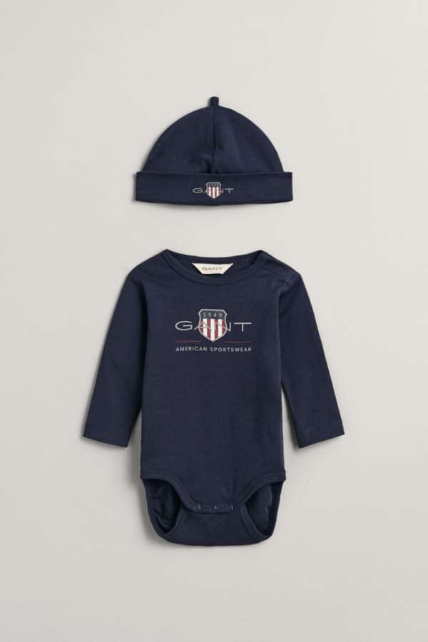 GYEREK SZETT GANT ARCHIVE SHIELD BODY AND BEANIE EVENING BLUE