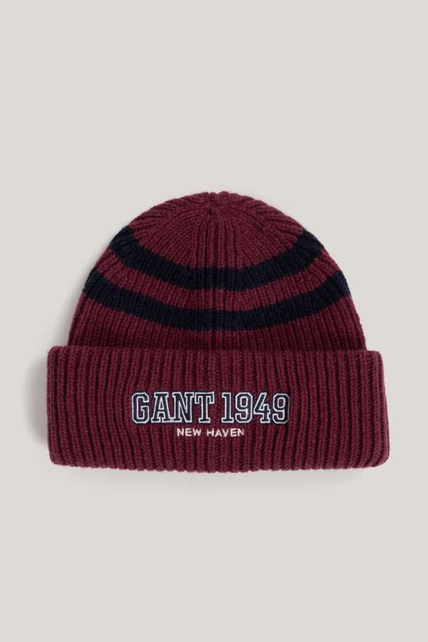 SAPKA 1-6 ÉVES GANT STRIPED KNITTED BEANIE WINE RED