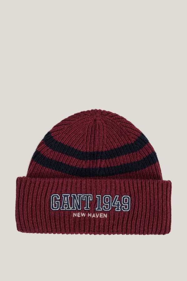 SAPKA 7-16 ÉVES GANT 1949 STRIPED KNITTED BEANIE WINE RED