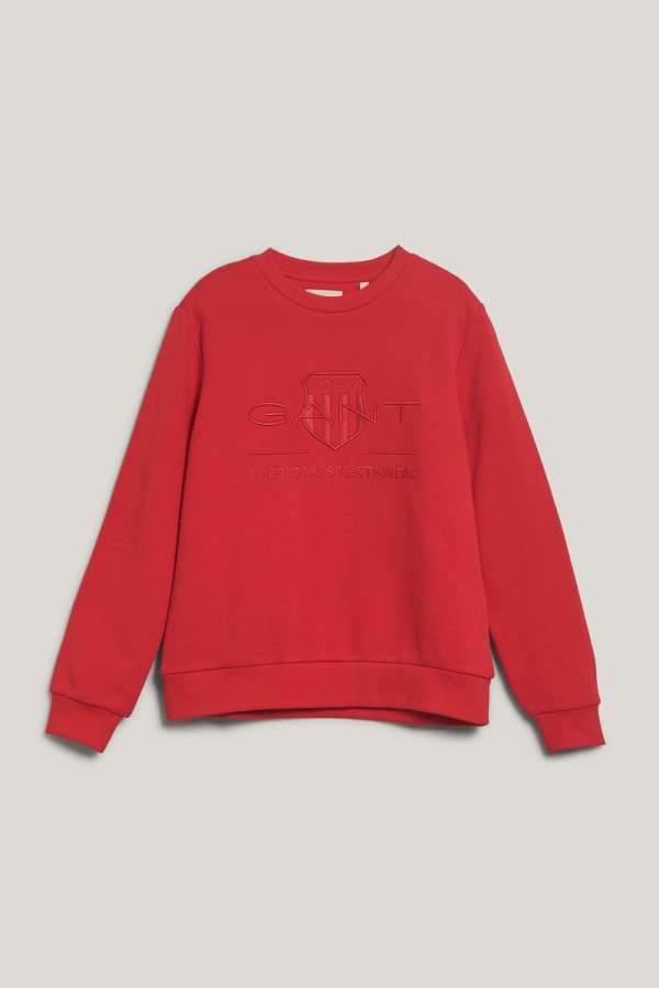 MELEGÍTŐ FELSŐ GANT REG TONAL SHIELD C-NECK SWEAT BRIGHT RED